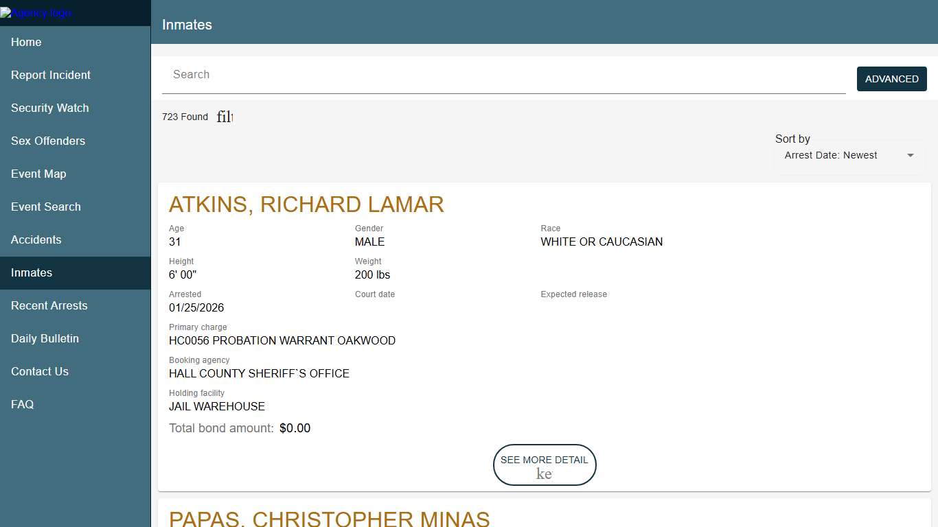 Hall County Sheriff's Office Sheriff To Citizen Police to Citizen - Inmates catalog