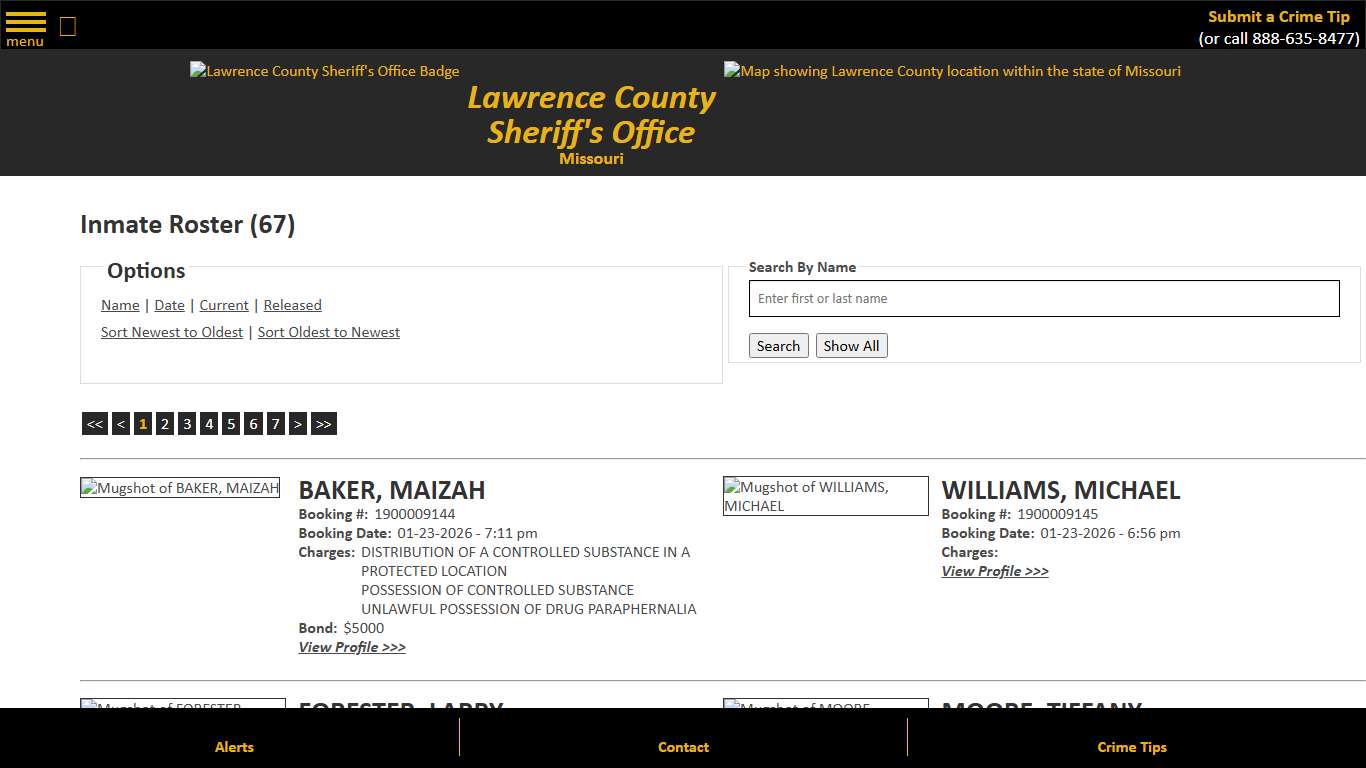 Inmate Roster - Current Inmates Booking Date Descending - Lawrence County Sheriff MO